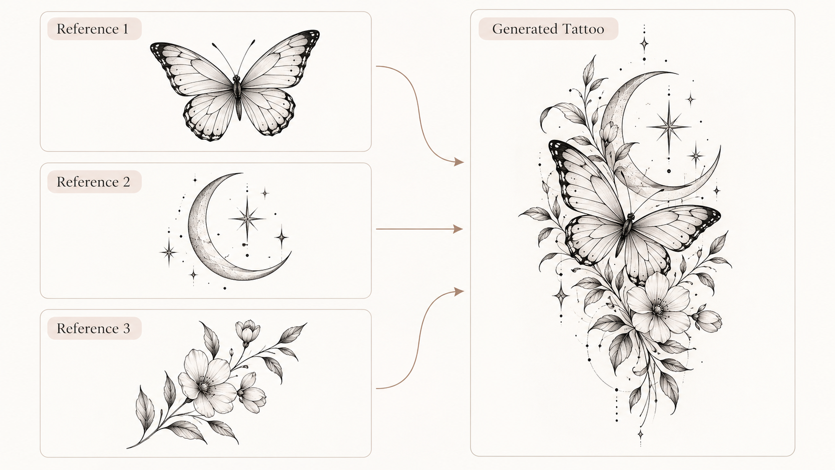 Tattoo designs generated using Kling AI